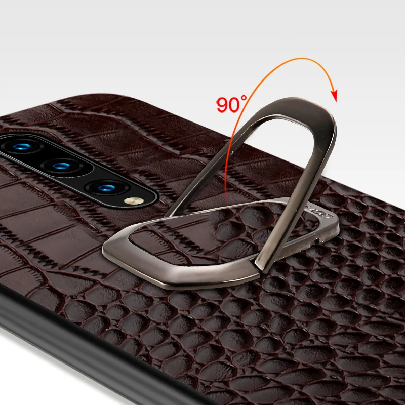 Genuine Leather Ring bracket Magnetic phone case for oneplus 7 7pro 6 6T Luxury cover One plus 7t pro 5 5t Fundas | Мобильные