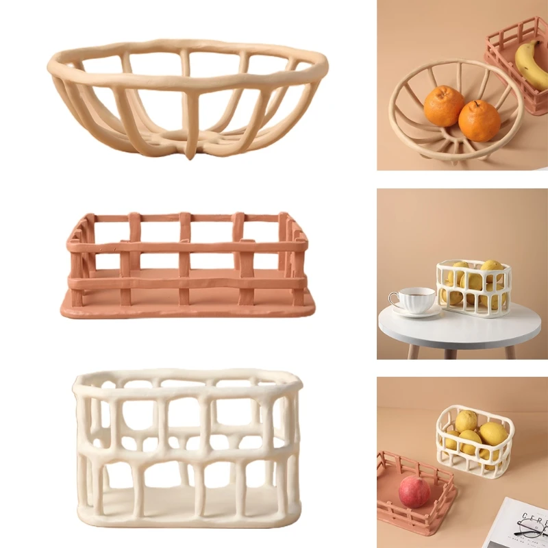 

Creative Hollow Fruit Storage Basket Dessert Organizer Plate Bread Serving Handcrafted Tray Platter Retro Classic Decor T3EA