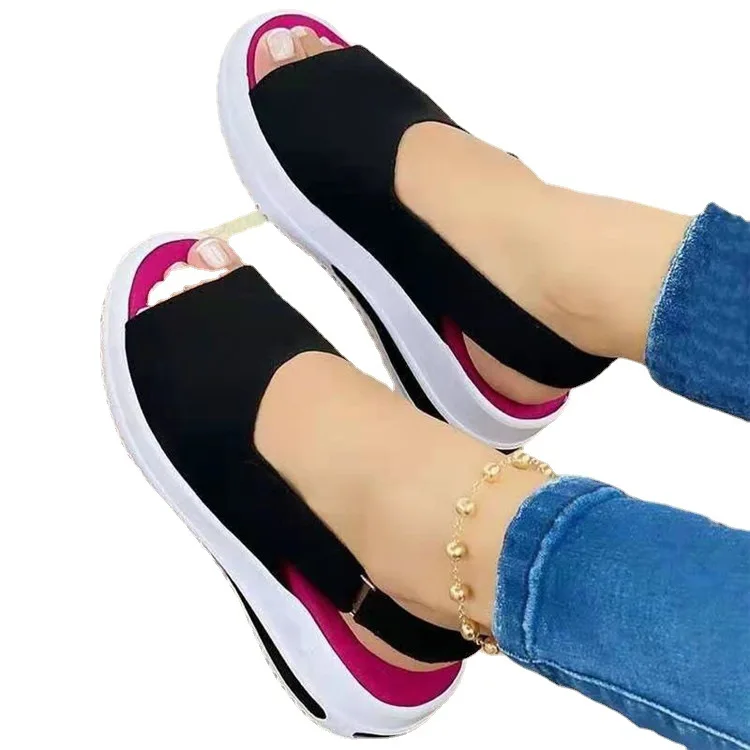 

2021 Women Flat Sandals Summer Peep Toe New Plus Size Female Shoes Solid Color Backstrap Comfortable Casual Women's Sandals