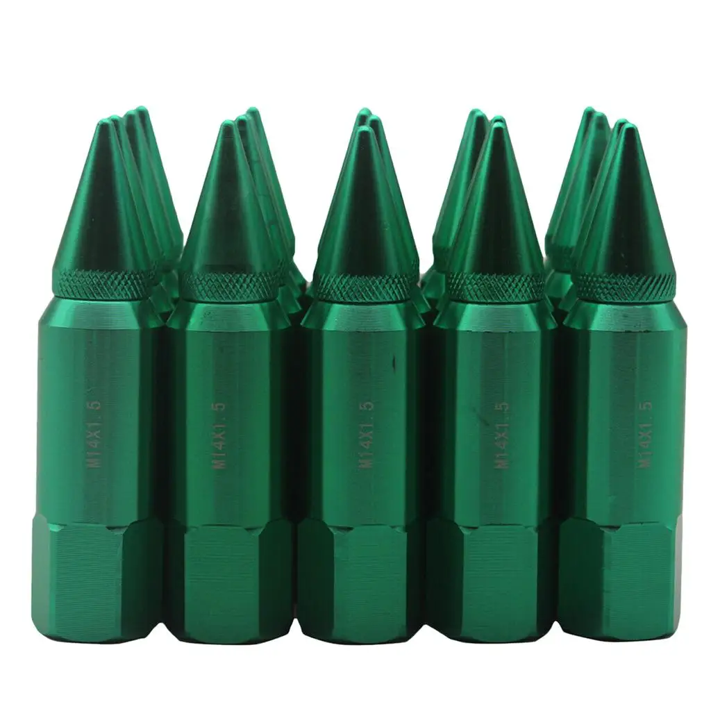 

Green 20 PCS M14X1.5mm Lug Nuts Extended Tuner Aluminum Wheels Rims