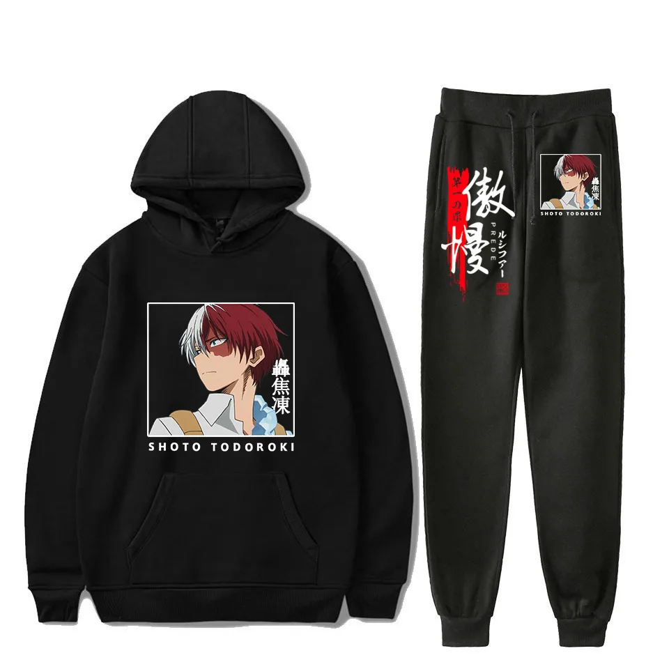 

My Hero Academia Hoodies and Sweatpants Two Piece Set Anime Cosplay Shoto Todoroki Hooded Sweatshirts Tracksuits Suit 2021 Top