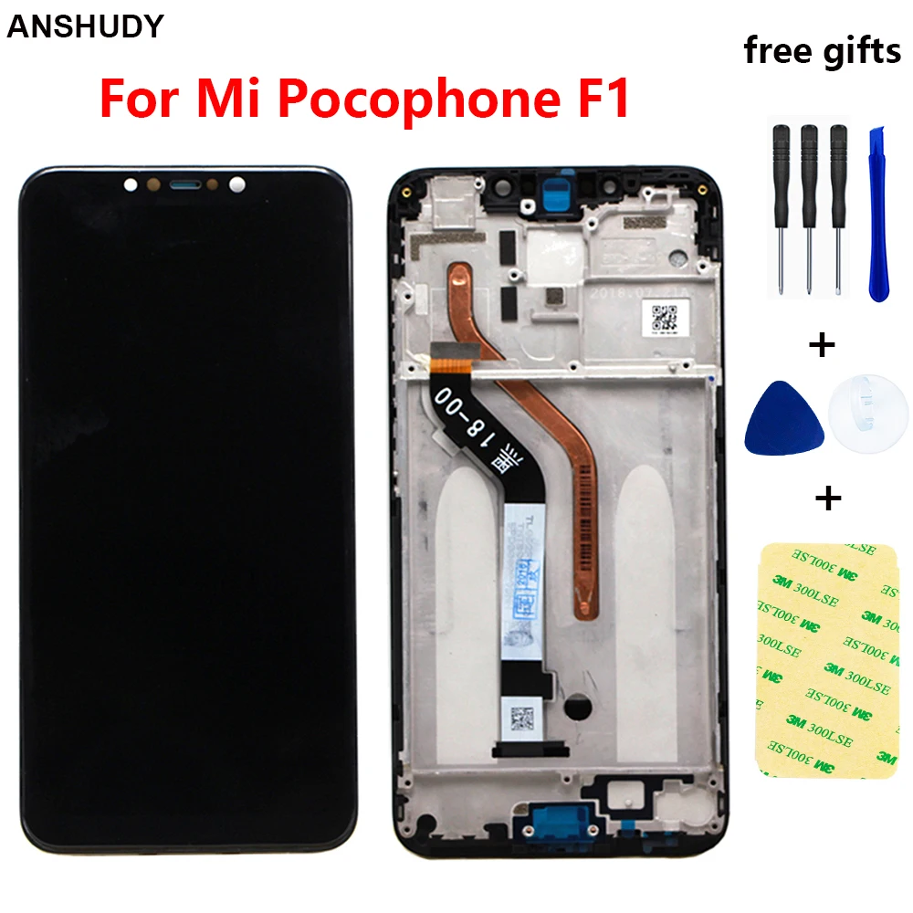 Для Xiaomi mi Pocophone F1 ЖК дисплей сенсорный экран дигитайзер датчик стекло в сборе для