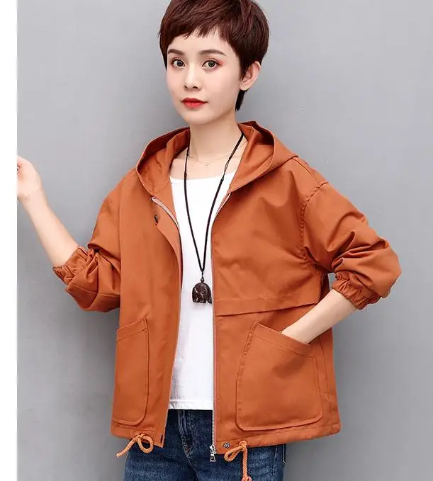 

Весна-Осень 2020, новая стильная модная женская куртка с капюшоном и длинным рукавом