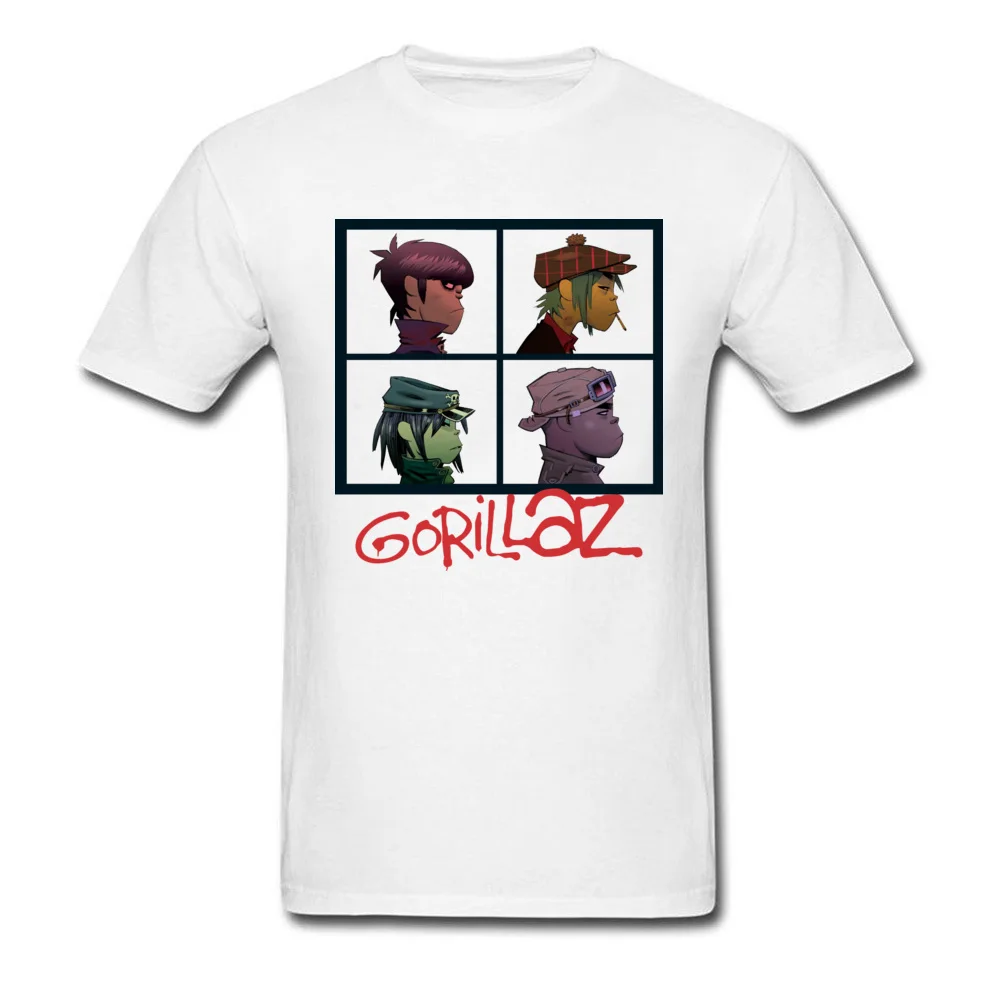 Gorillaz рок группа футболка Виртуальная Группа Футболка мужская аниме серая хлопок
