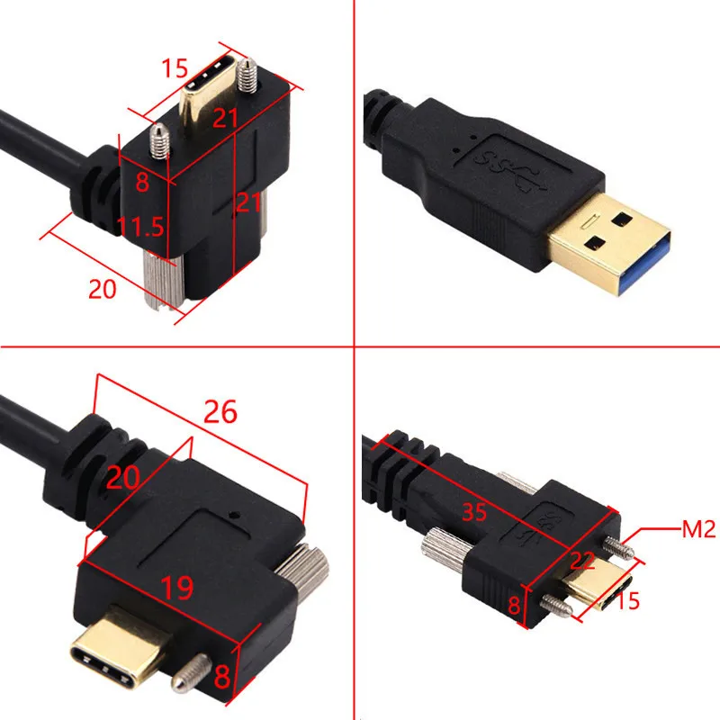 Кабель для передачи данных с двумя винтами USB 3 0 на Type C 1 м 2 м| |