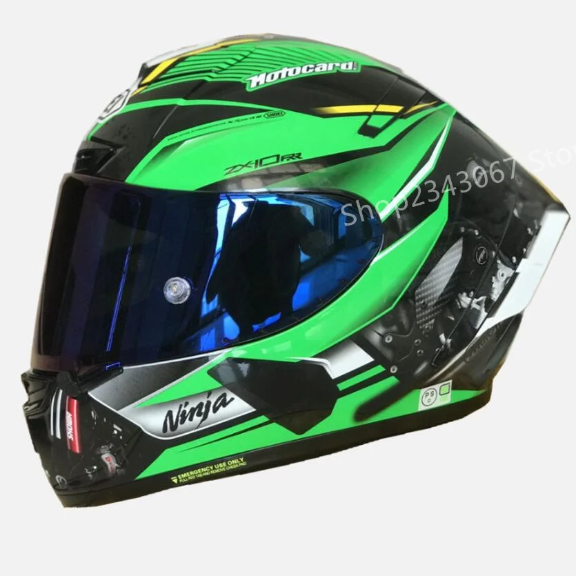 

Мотоциклетный шлем на все лицо X14 KAWAZX-10RR, зеленый шлем для езды на мотоцикле, гоночный мотоциклетный шлем