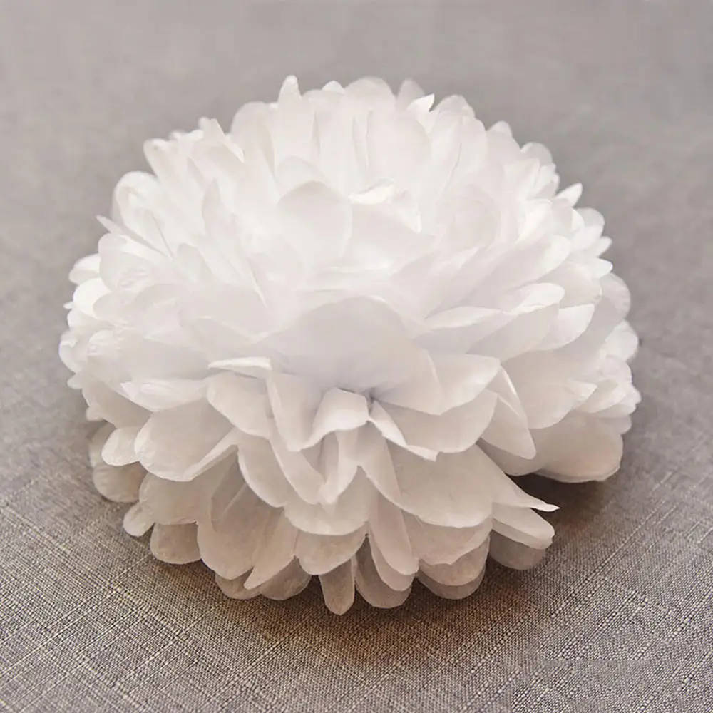 Pom Poms 12 шт белые бумажные Цветы шары для свадебного украшения DIY ремесла вечерние