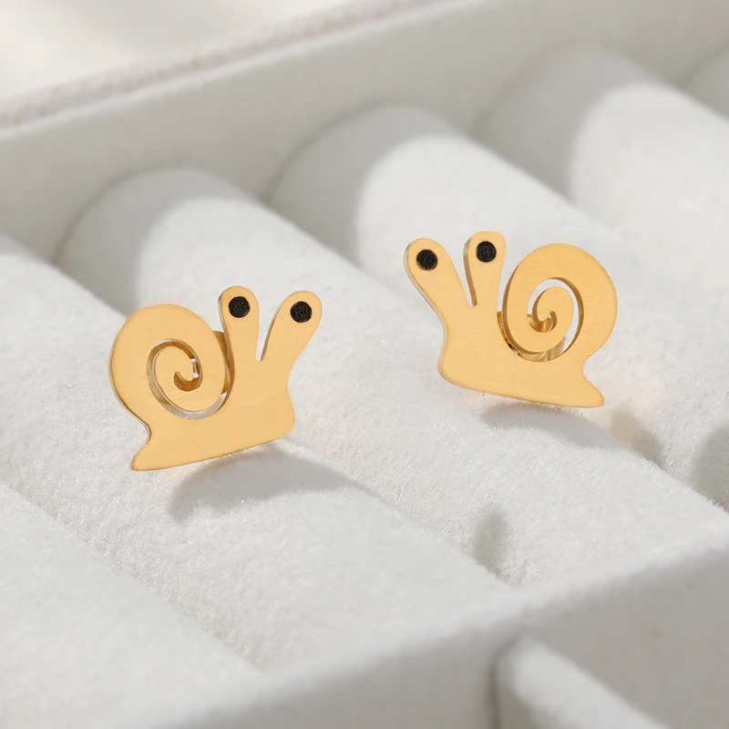 

Fashion Snail Shape Earring Stainless Steel Gold Stud Earring For Women Girl Wedding Party Jewelry Accessories Gift Bijoux