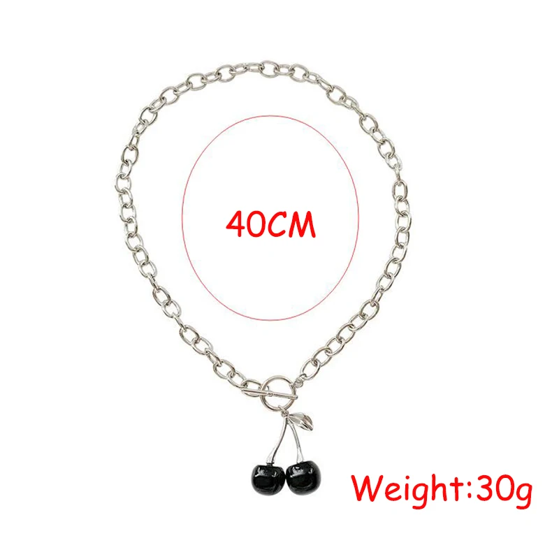 

2020 New Vintage Punk Black Cherry Pendant Metal Clavicle Chain Choker Necklace for Women Girls Party Jewellery