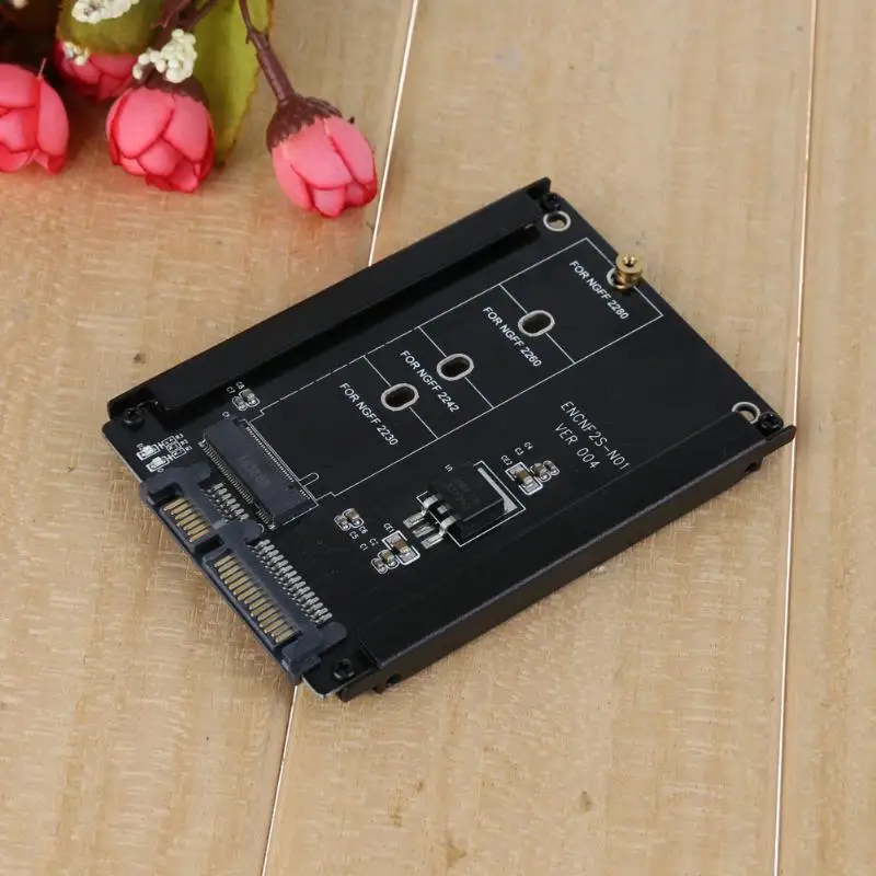 

Адаптер M.2 ngff (SATA) SSD/2,5 SATA с черным металлическим корпусом, чип управления LDO, поддерживает протокол m.2 SATA