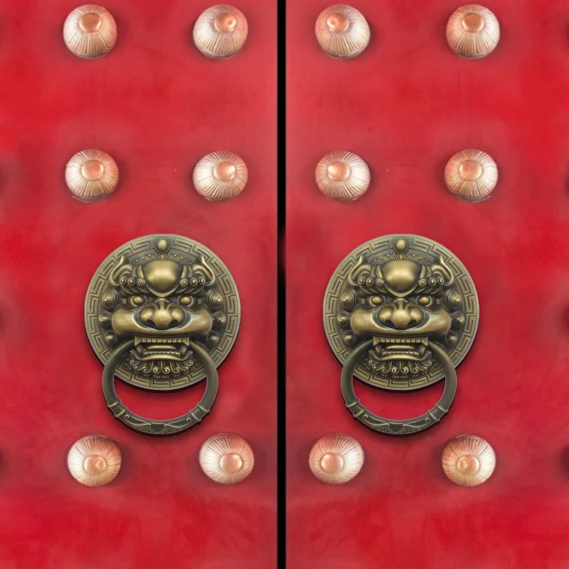 

200mm Bigger Size Vintage Style Lionhead Wood Door Knocker Pure Copper Lionhead Sofa Wooden Chair Pull Drop Rings Handles