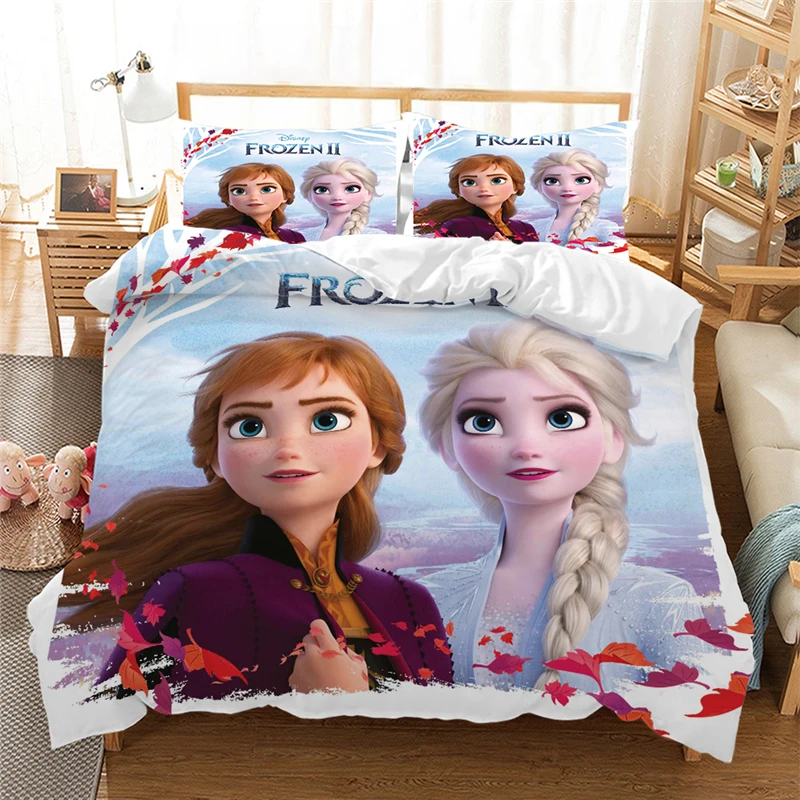 Комплект постельного белья Disney Blue Frozen Anna Elsa Queen King детский пододеяльник для