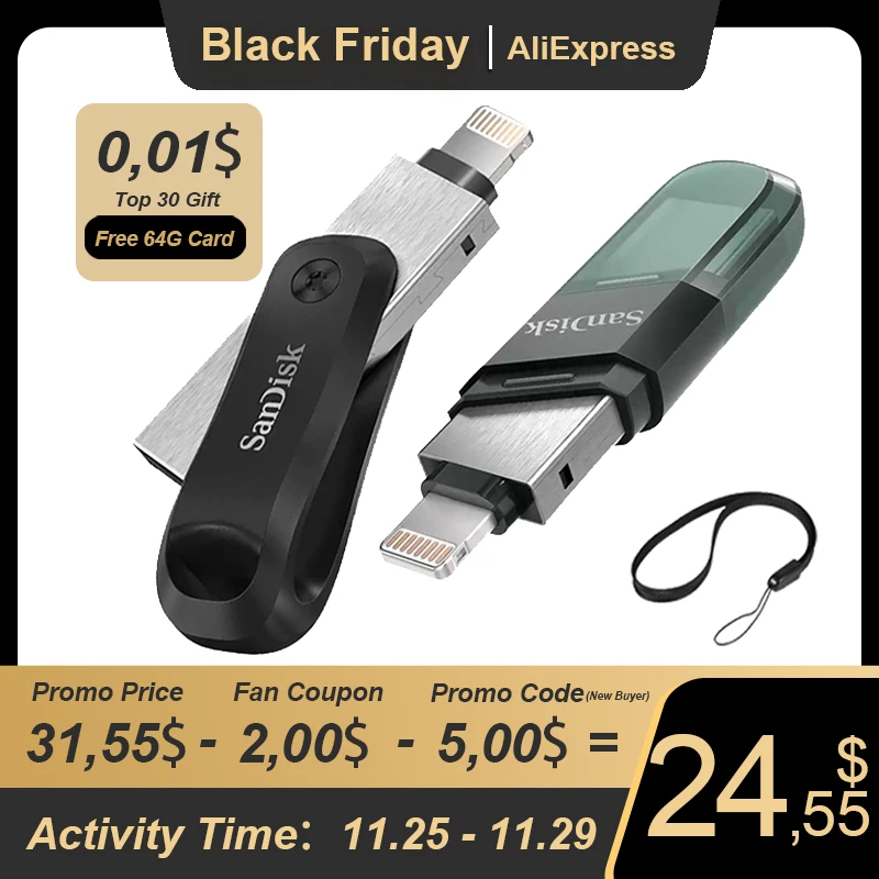 

SanDisk iPhone OTG USB Stick 64GB 3.0 USB Flash Drive Pendrive 128GB Pen Drive 256GB USB Memory Disk on Key for Phone Computer