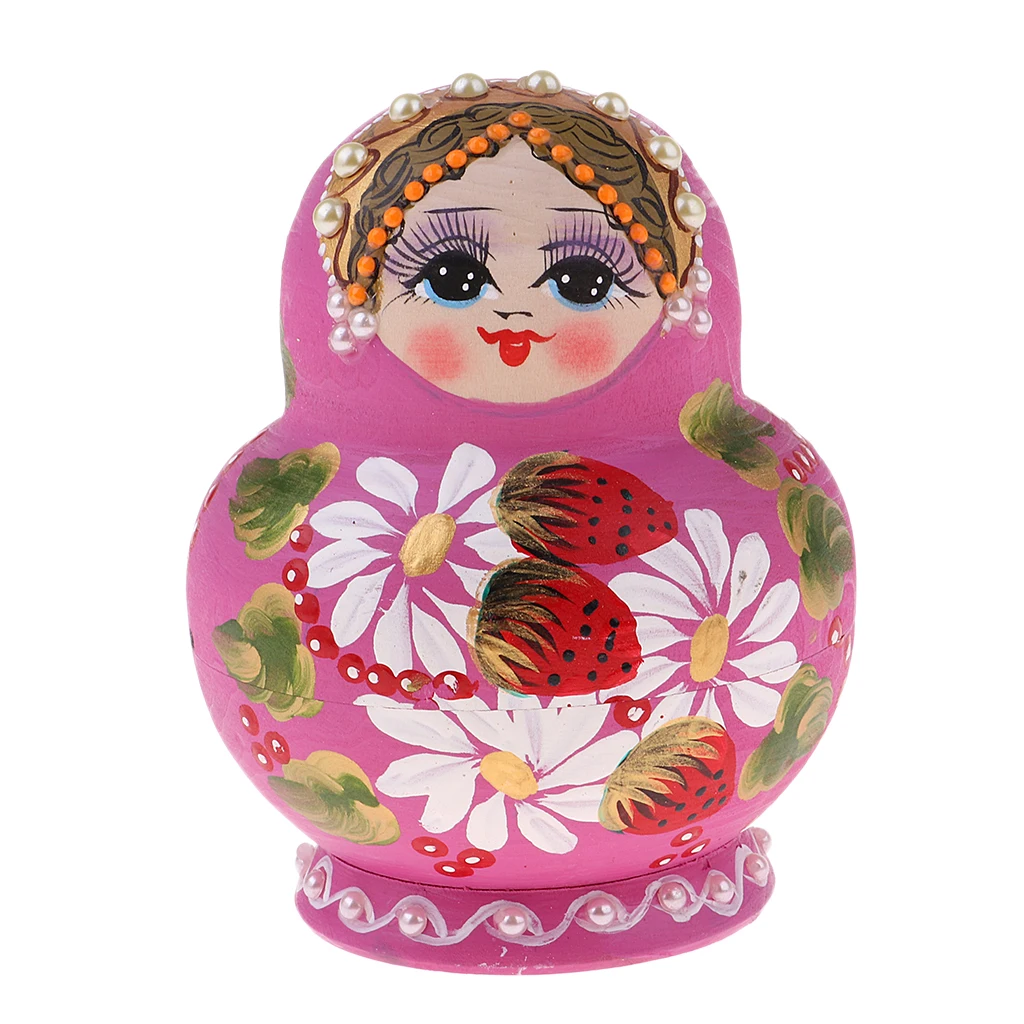 

Strawberry Girl Printed Russian Babushka Matryoshka Nesting Dolls 10