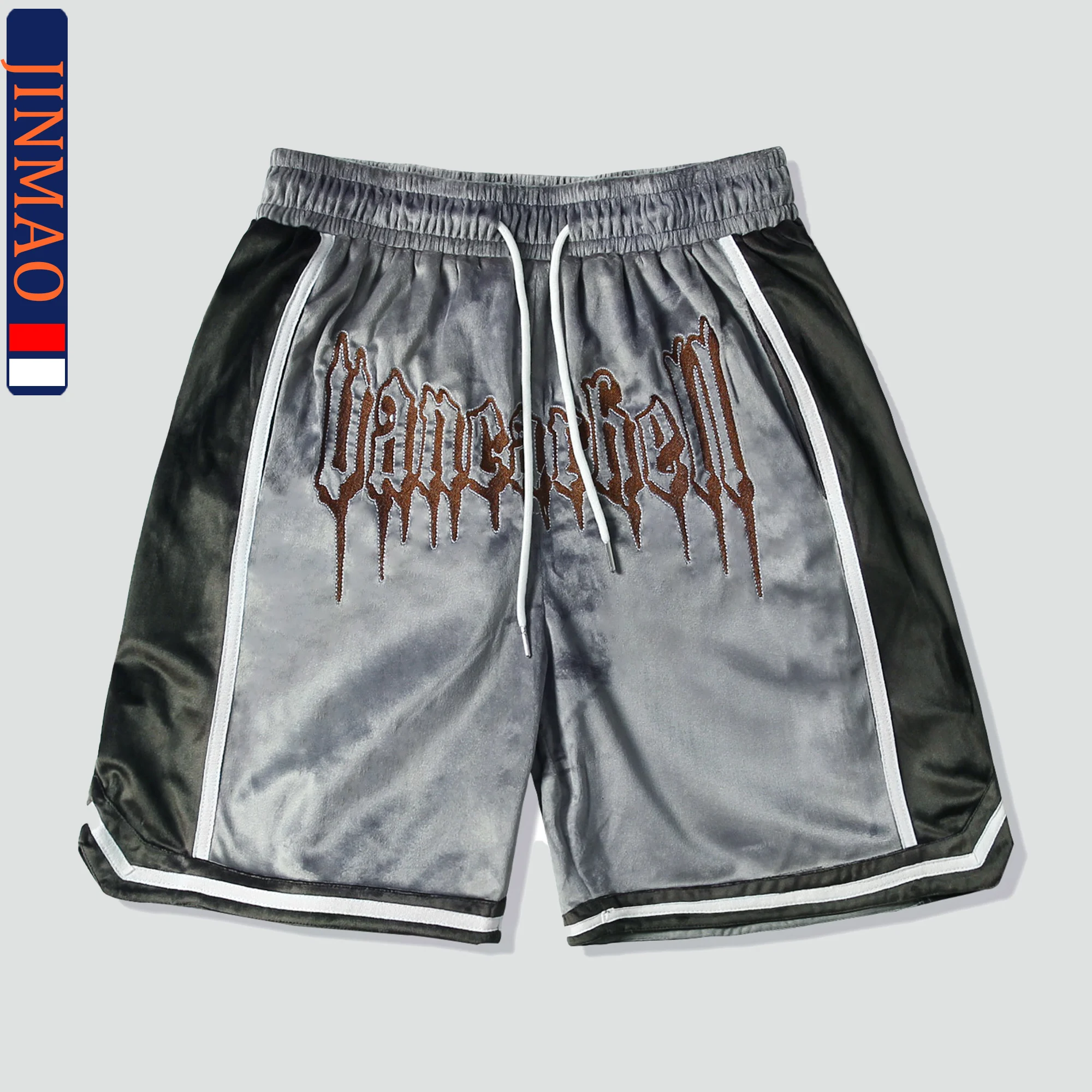 

Trendyol в стиле «хип-хоп» золото бархат вышитые Хай-стрит шорты для Для мужчин дизайнерские Повседневное Бег Свободные уличная короткая летня...