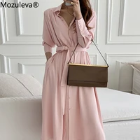 mozuleva elegant womens chic korean style fashion office lady 2021 casual summer belted vestidos ladies robe femme