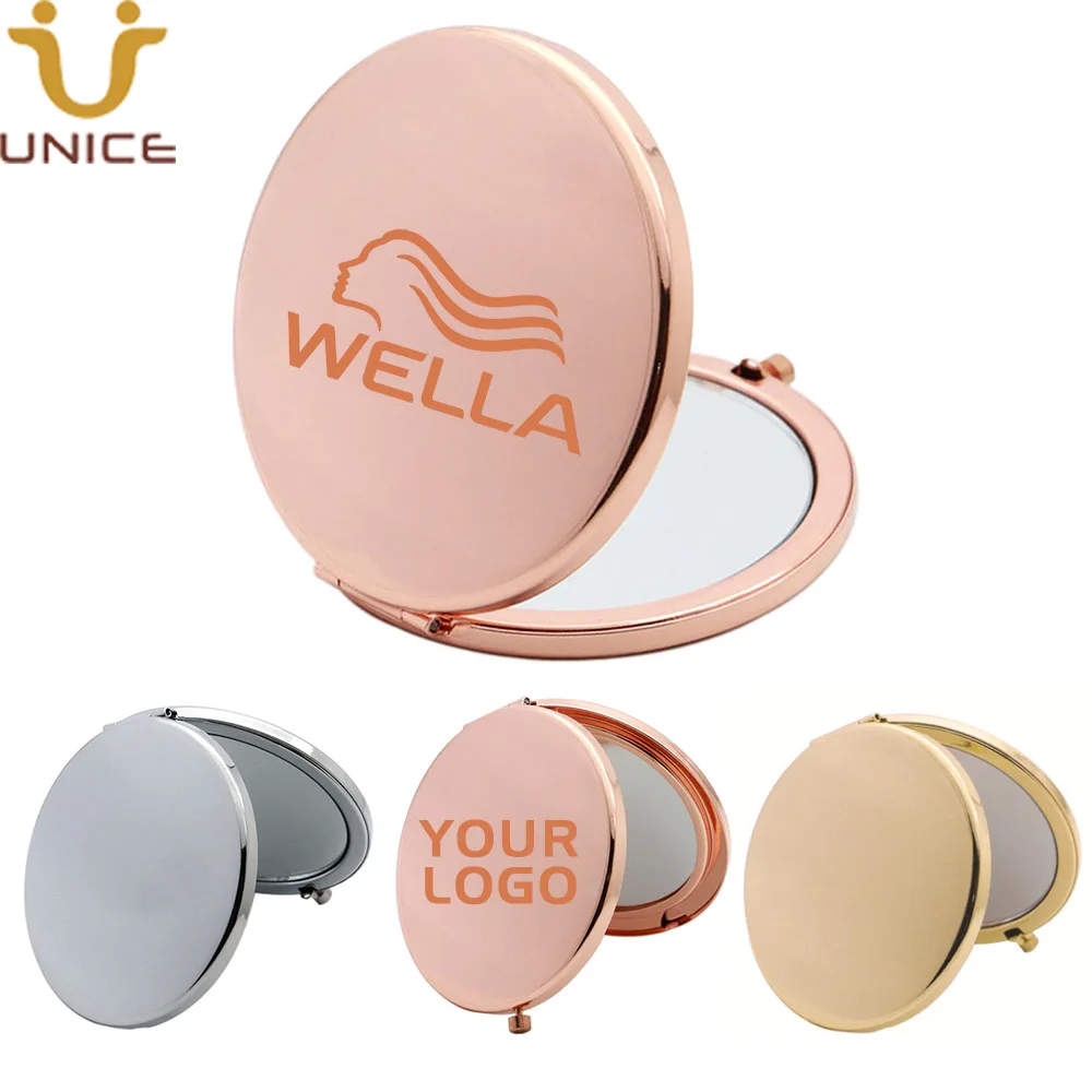 

100pcs/lot Custom Laser LOGO Travel Makeup Mirror Mini Pocket Mirror Chrome / Gold / Rose Gold Cosmetic Mirrors for Purse