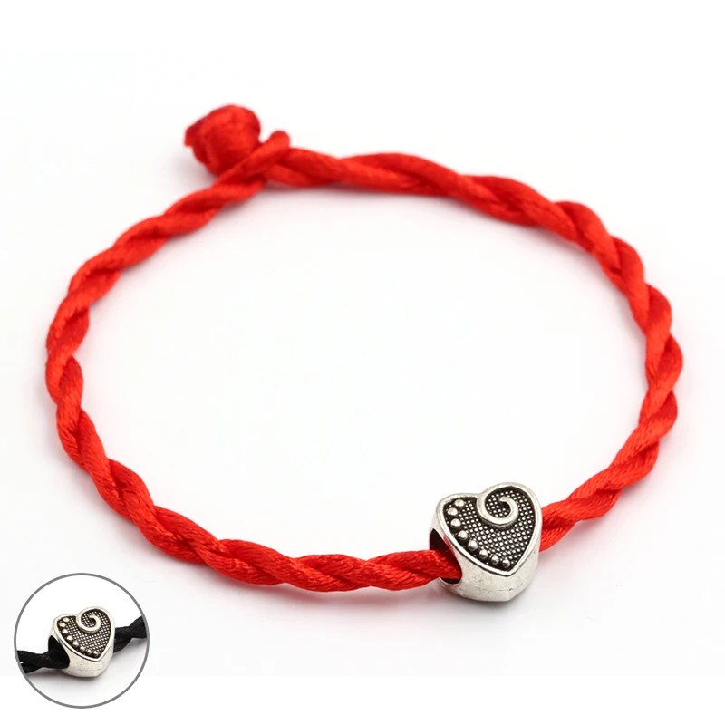 Черная нить строка искусственная счастливая красная веревка Любовь Сердце Шарм
