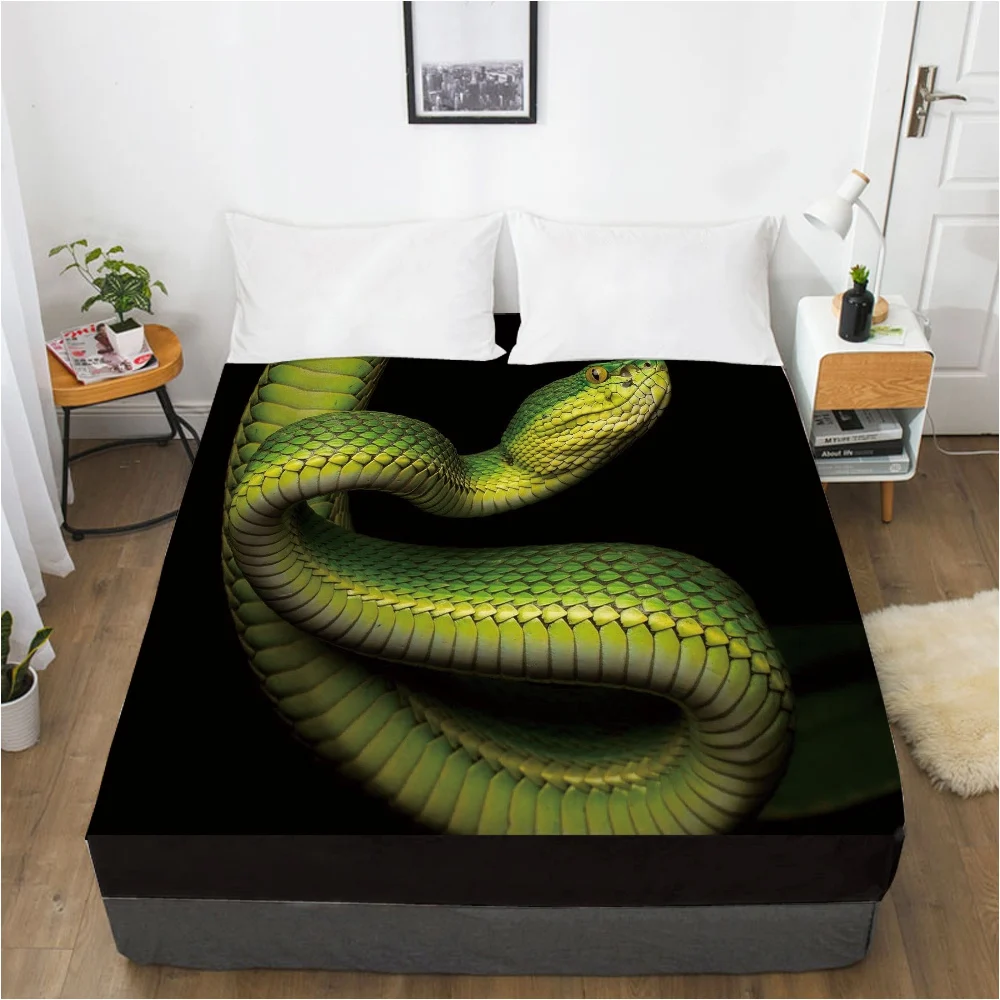 

Elastic fitted sheet bed sheet With An Elastic Band 150x200/180/200/160x200 Mattress Cover Bed cover 1pc Snake Cyan