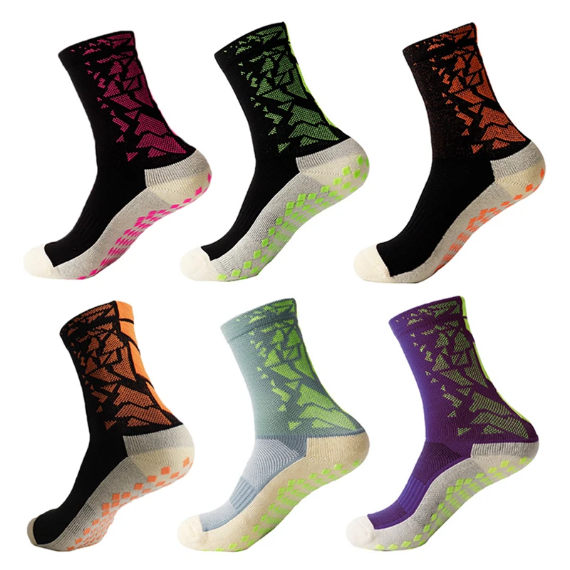 

Men Non-slip Football Socks Women Thick Towel Glue Bottom Breathable Sports Pressure Compression Long Tube Knee Socks