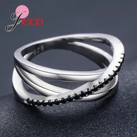 genuine 925 sterling silver black cz crystal vintage vine finger rings for women engagement wedding statement jewelry accessory