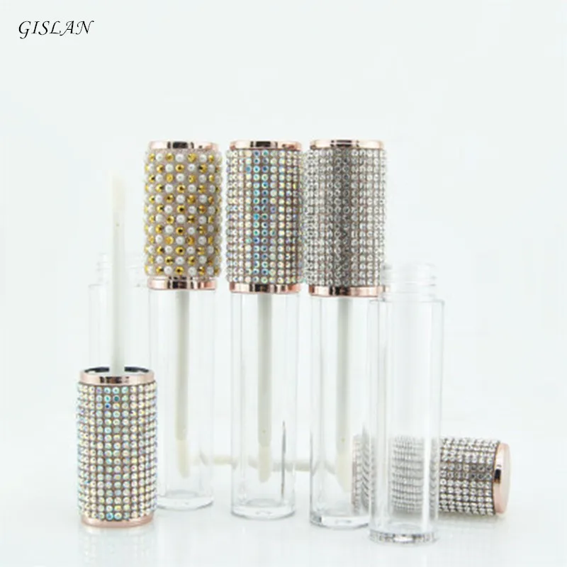 

GISLAN 4.5ml Empty Lip Gloss Tubes Clear Bottle Body Plastic Lip Gloss Containers with Rhinestones Filling Bottles Cosmetic Pack