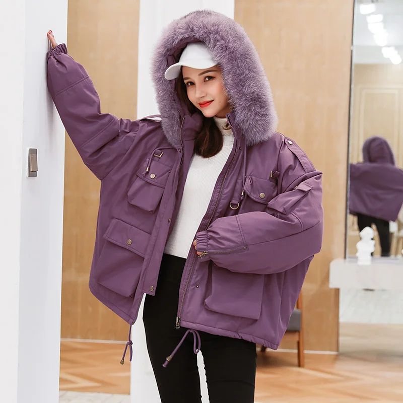 FTLZZ 2020 зимнее женское толстое теплое пальто с большим воротником из натурального