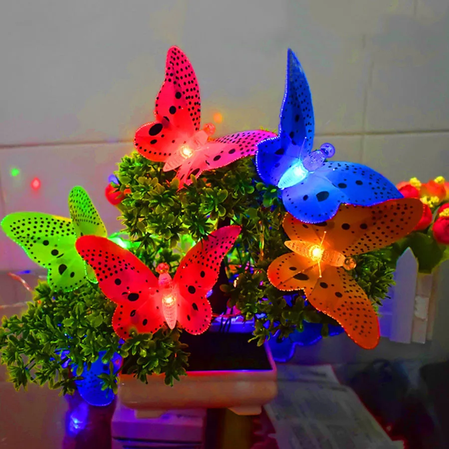 

Thrisdar Solar LED String Lights12LED Multi-Color LED Fiber Optic Butterfly String Light For Outdoor Garden Lawn Patio Christmas