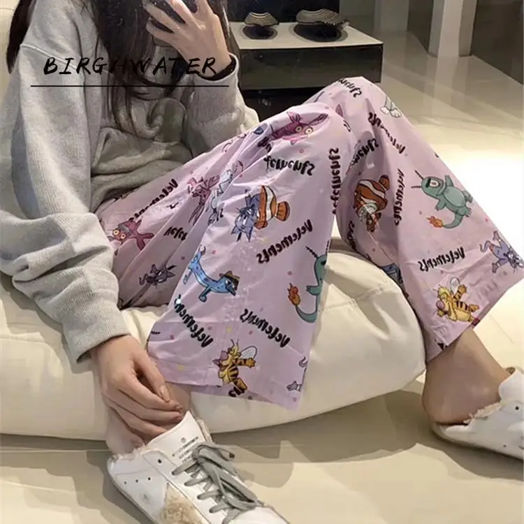 

Original Trendy Ttrousers High Quality Streetwear VT M Straight Pants Fabric Trousers Cute Cartoon Full Colorful Pink Pants