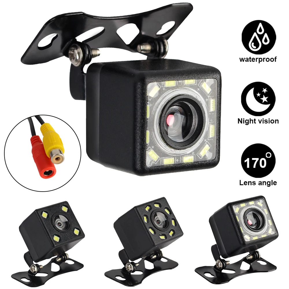 

12V Fisheye Lens Rear View Camera Car PDC Parking Assist Backup Night Vision 12 LED 170° Wide Angle Monitoring Auto Accessories