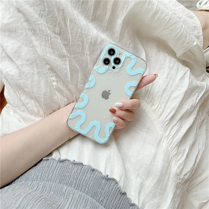 Чехол в Корейском стиле для Apple Phone 11 Pro 12 Mini 7 8 Plus X XS MAX XR SE 2020 Защитный Мягкий