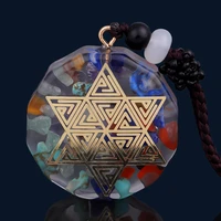orgone natural stone crystal pendant necklace orgonite pyramid energy converter to gather wealth and prosperity resin decor