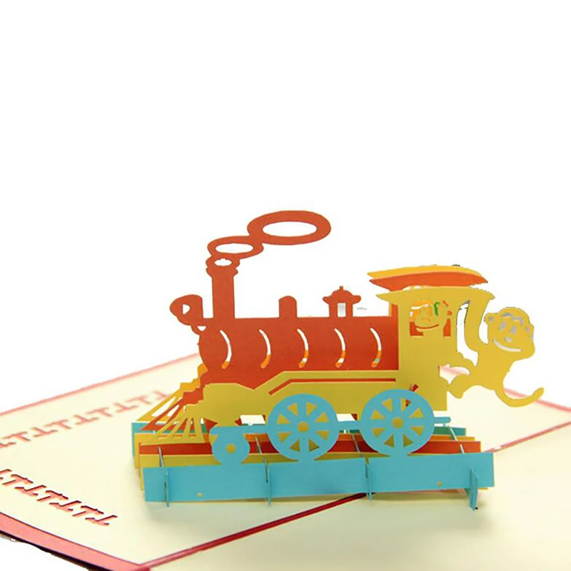 Выдвижные открытки Павлин 3D на день рождения с наклейкой-конвертом счастье поезд