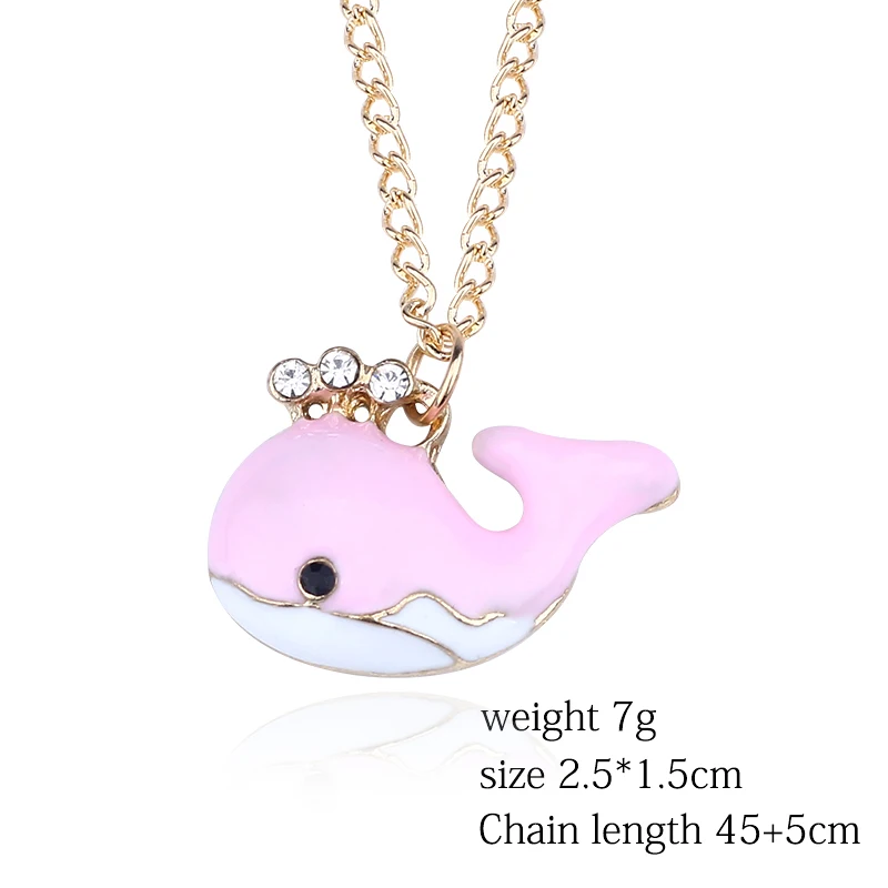 

Fashionable Cute Girl Necklace Animal Little Whale Inlay White Rhinestone Pendant Temperament Female Birthday Jewelry Gift Hot