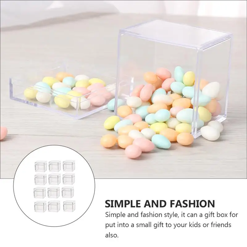 

24Pcs Transparent Packing Box Plastic Candy Box Gift Container Square Container