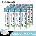 Аккумуляторная батарея PUJIMAX AA 1,2 в NiMH, перезаряжаемые батареи 2700 мАч для фонарика, пульта дистанционного управления, беспроводная мышь с батарейным отсеком