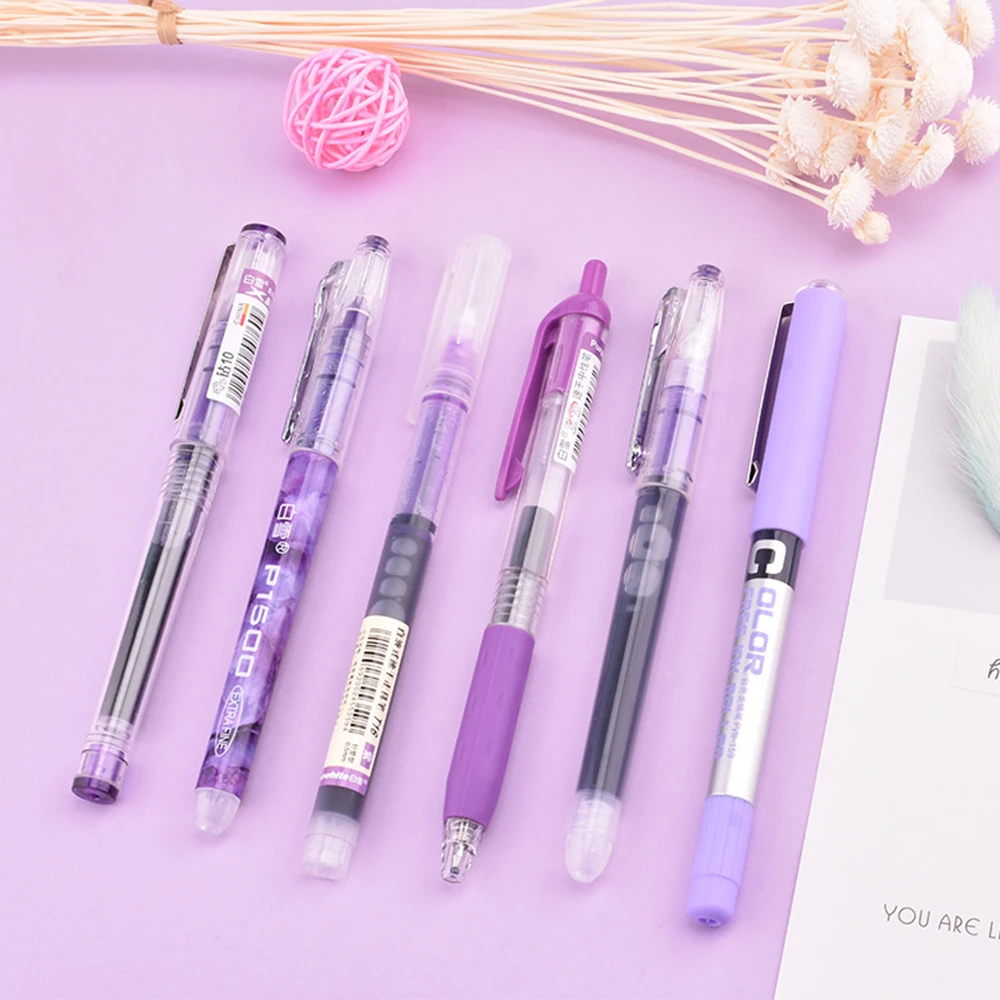 

6pcs 7pcs/set Simplicity color Large Gel Pen set 0.5mm quick-drying Straight Pen highlighter for school Stationery kawaii