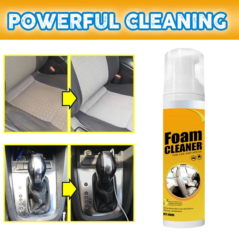 

Hot Car Leather Foam Cleaner with Lemon Flavor Multi-Use Easy Operation Easy to Remove Portable Long Lasting for Car
