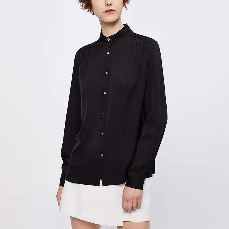 

Thick Stretch Silk Long-sleeved Loose Women Shirt