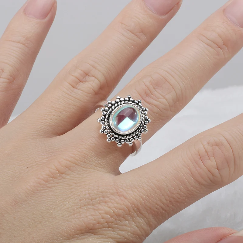 Bague Ringen 925 Sterling Silver Rings For Women With moonstone Gemstones Jewelry Wedding Party Wholesale Gift | Украшения и