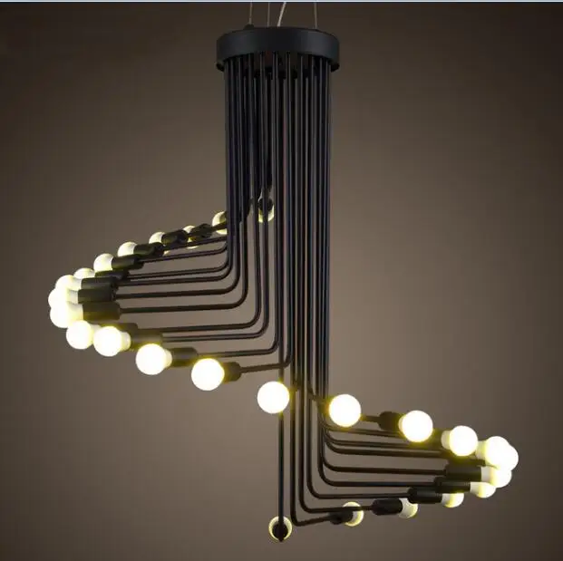 Preço Sótão Do Vintage Moderno Pingente De Luz Ferro Espiral Lâmpada Escada Gota Luminária Pendurado Luz Antigo Americano Pingente Lâmpada