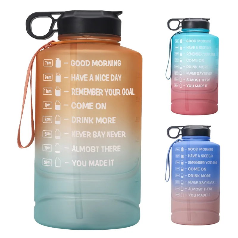 

2.2L/74oz Motivational Time Marker Water Bottle With Straw BPA Free Leakproof For Fitness Gym Sports Garrafa Bottles Large Cup