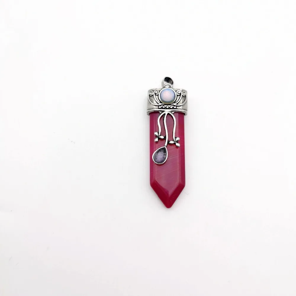 Reiki Natural Gem Stone Sword Pendants Pendulums Labradorite Pink Quartz Lapis Lazuli Black Obsidian Tiger Eye Jewelry 1PCS