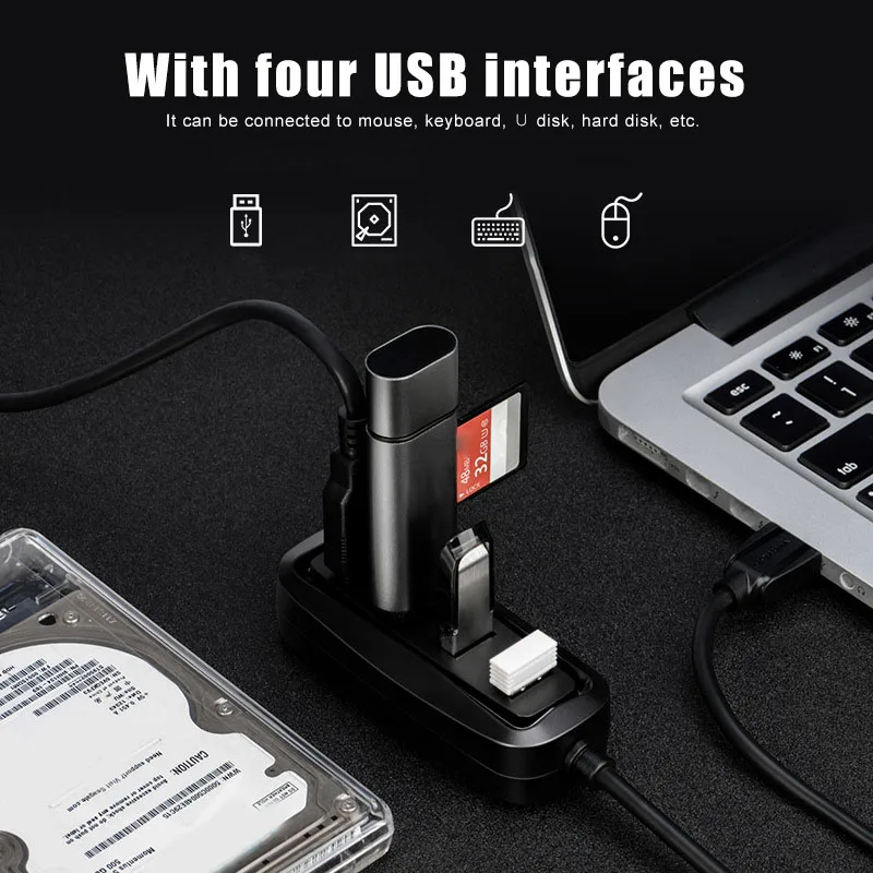 Usb хаб 4 порта адаптер сплиттер порт возможность высокой скорости для ноутбука