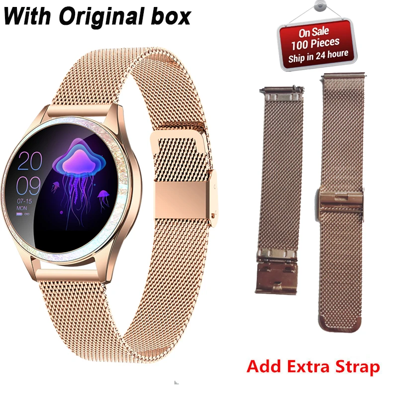 add extra strap KW20 женские Смарт-часы, модный прекрасный браслет, монитор сердечного ритма, мониторинг сна, умные часы для IOS Android PK H8 S3 KW10, ремешок - Цвет: add extra strap