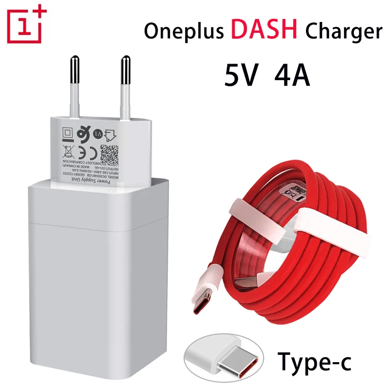 

Original ONEPLUS Dash Charger 5V 4A For One plus 6T 5/5T/3/3 Fast charging 1m 1.5m USB Type-C Cable Power Adapte