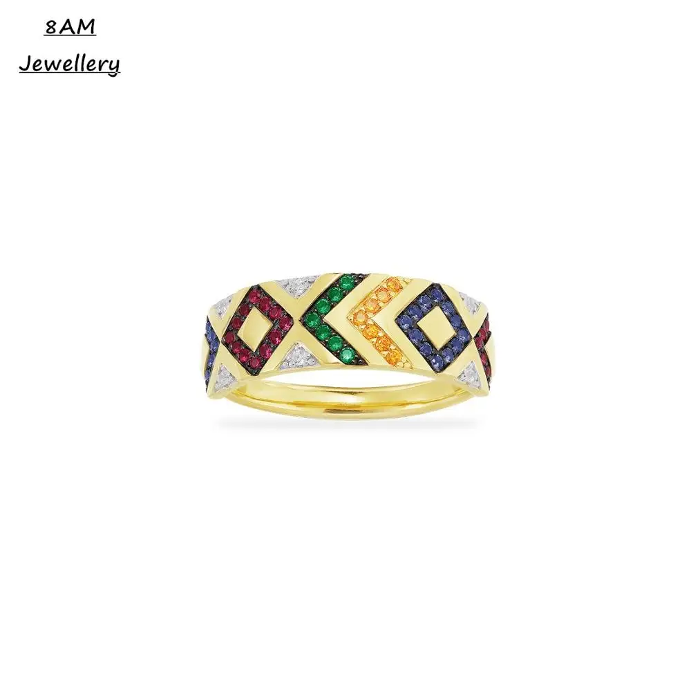 Марокканский стиль Красочный геометрический узор Племенной большое кольцо