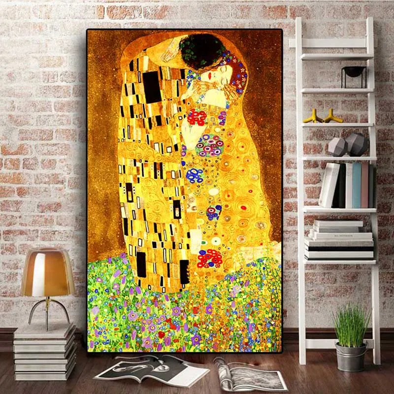 Настенная Картина на холсте Gustav Klimt Kiss с изображением знаменитой фигуры