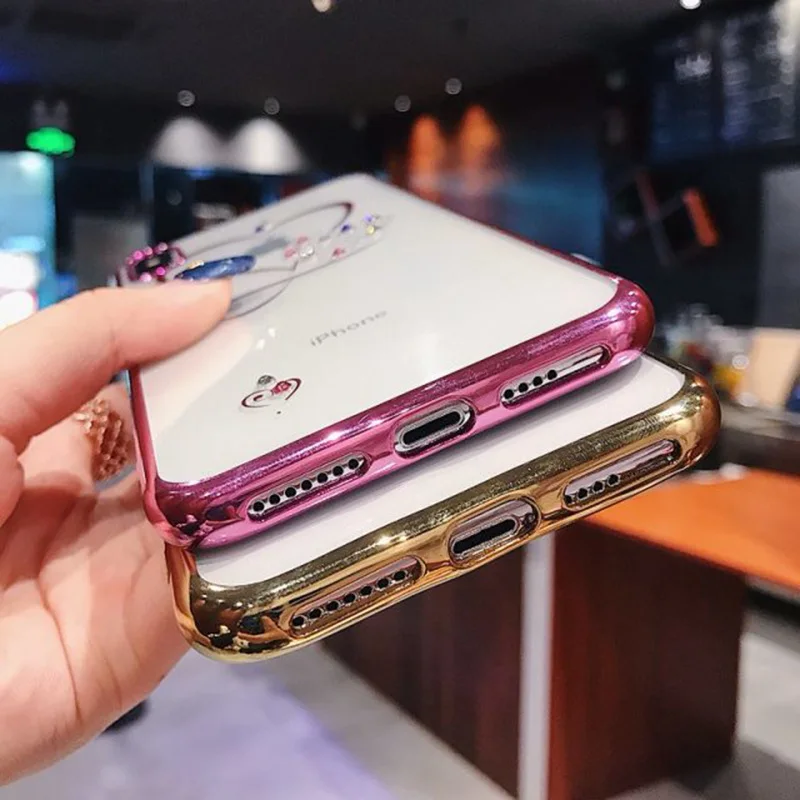 Роскошный блестящий прозрачный чехол с сердечками для iPhone 11 Pro X XR XS Max 7 8 6s Plus |
