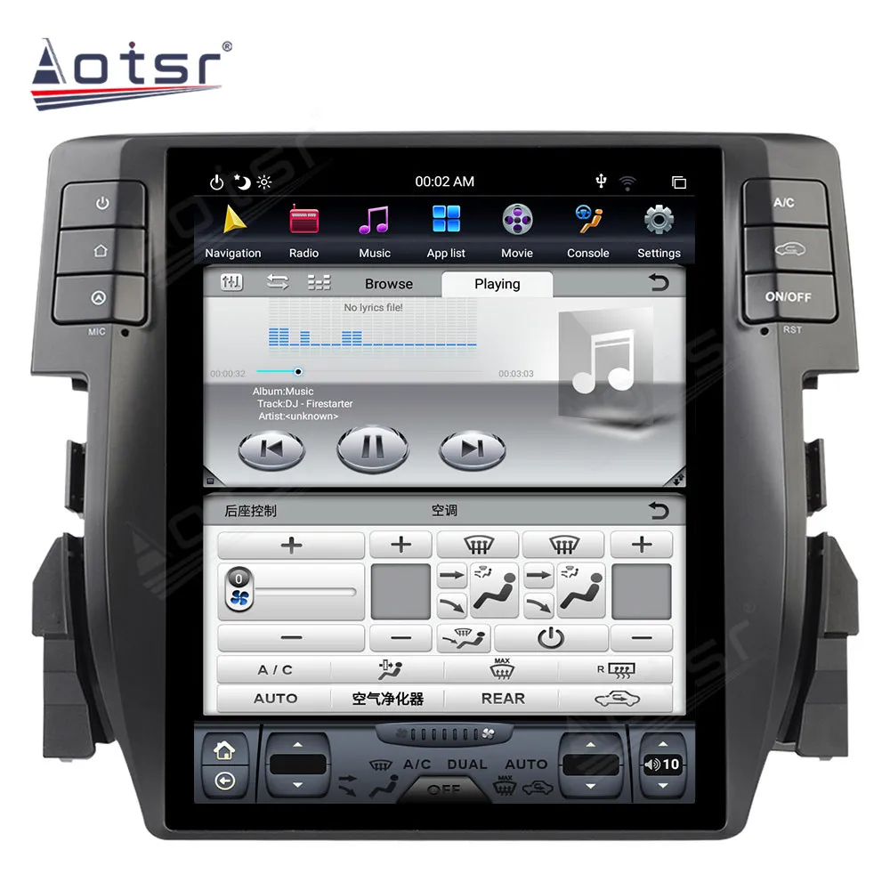 

128GB Tesla Vertical Big Screen GPS Navigaiton For Honda Civic 2016 - 2019 Car Radio Tape Recorder Multimedia DVD Video Player